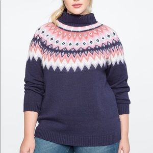 Eloquii gently worn Fair Isles Blue/Pink Sweater